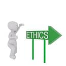 Ethics signage and human figure